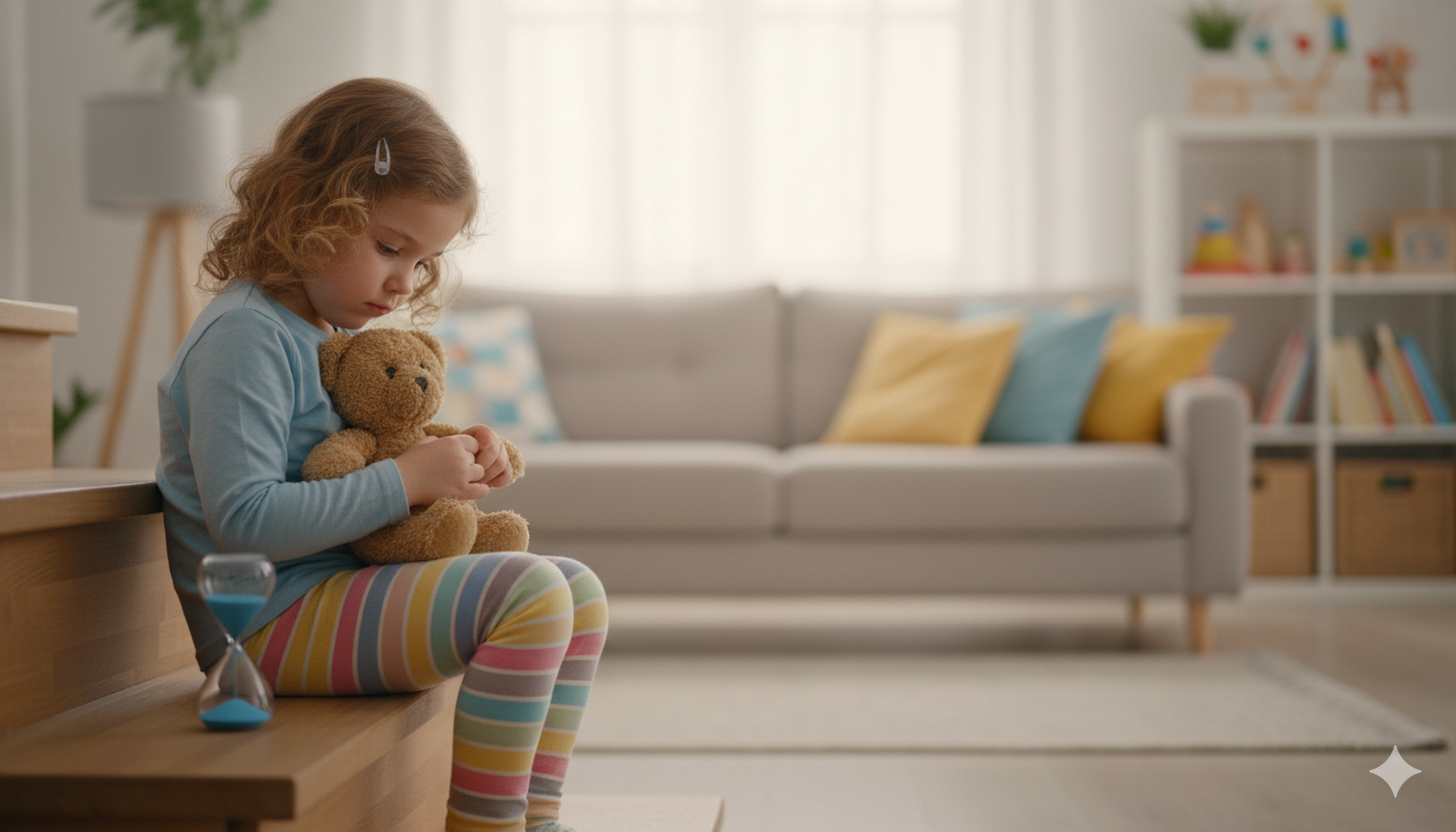 Parent using positive discipline techniques with child
