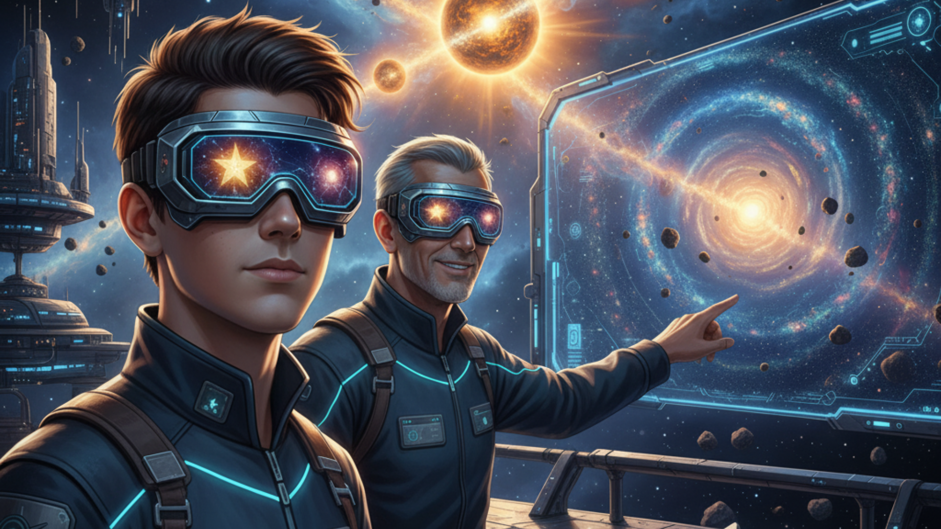 Zylos the young astrogator learning to embrace his Lumina Visor among the stars